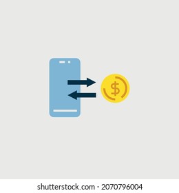 icono de vector de transacción de dinero móvil