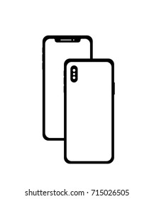 Phone, mobile, smartphone icon isolated on white (front view,back view)