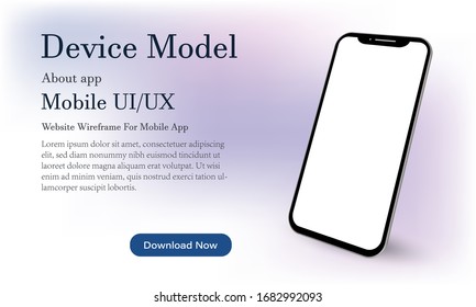Phone mock up in rotated position on background in seasoned colors. 3d isometric mobile model for presentation, UI/UX app, template device. Vector illustration.