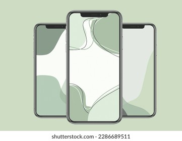 phone mock ups in green background three