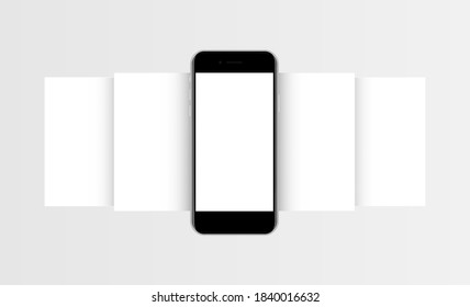 Phone mockup with blank app screens. Mobile app design concept for showcasing screenshots. Vector illustration