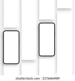 Phone Mockup With Blank App Screens. Blank Template For Showcase Your Apps Interfaces. Vector Illustration