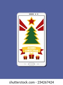 Phone mockup with christmas tree