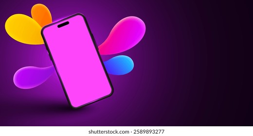 Phone mockup. Color explosion. Vector illustration