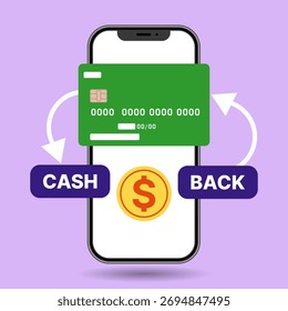 Telefon-Mockup Anzeige Mobile Banking-Schnittstelle mit hellen Cash Back-Nachricht