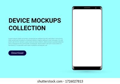 Phone mockup front view 3d realistic template. Smartphone for applications, web design, webpages, banners, landings, presentations.