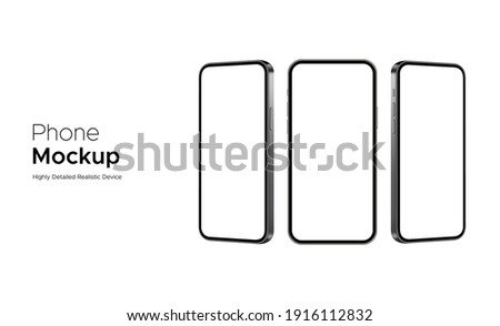 Phone Mockup, Highly Detailed Realistic Devices Isolated on White Background, Front and Side View. Vector Illustration