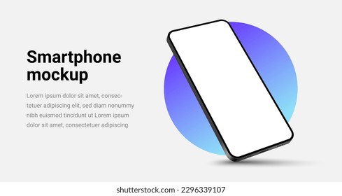 Phone mockup isolate 3d vector screen device template. Cellphone app mock up realistic telephone background design banner.