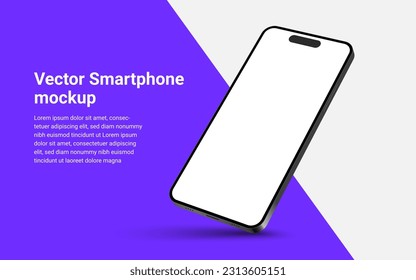 Phone mockup isolate 3d vector screen device template. Cellphone app mock up realistic telephone background design banner