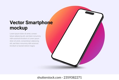 Phone mockup isolate 3d vector screen device template. Cellphone app mock up realistic telephone background design banner