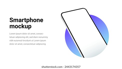 Phone mockup isolate 3d vector screen device template. Cellphone app mock up realistic telephone background design banner