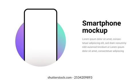 Maqueta de teléfono para aislar la Plantilla del dispositivo de pantalla de Vector 3D. El App del teléfono celular se burla del Anuncio realista del diseño del fondo del teléfono.