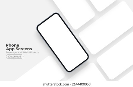 Phone Mockup With Mobile App Screens With Space for Text. Vector Illustration