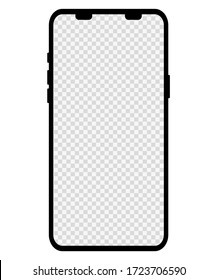 Phone mockup. Modern phone design with blank transparent display. Front design. Presentation and infographic templates. Element for communication technologies and applications. Vector 