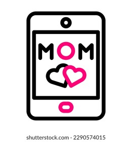 phone mom icon duocolor black pink colour mother day illustration vector element and symbol perfect.