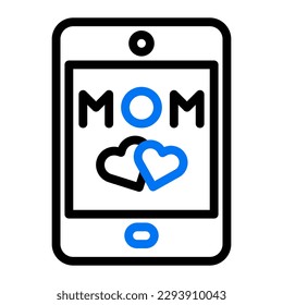 phone mom icon duocolor blue black colour mother day illustration vector element and symbol perfect.