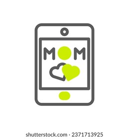 Phone mom icon duotone grey vibrant green colour mother day illustration vector element and symbol perfect.