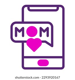 phone mom icon duotone pink purple colour mother day illustration vector element and symbol perfect.