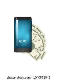 Phone money on white background