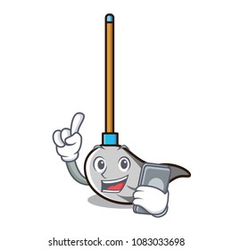 With phone mop character cartoon style