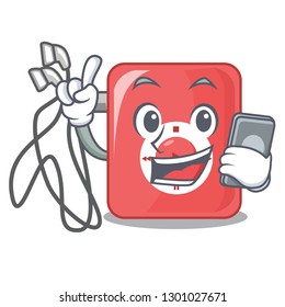 With phone mp3 player in the cartoon shape