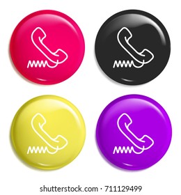 Phone multi color glossy badge icon set. Realistic shiny badge icon or logo mockup