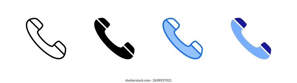 Phone Multiple Style Icon Set Vector