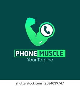 Phone Muscle Logo Design Template. Good for Business, Agency, Community and Organization