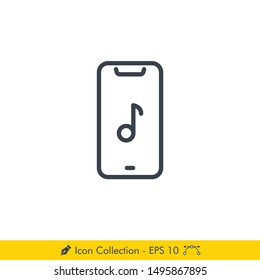 Phone Music App Icon / Vector - In Line / Stroke Design