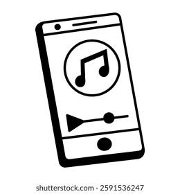 Phone music icon in doodle style 
