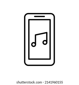 Phone music line vector icon on white background