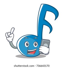 With Phone Music Note Character Cartoon