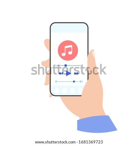 Phone music player in hand