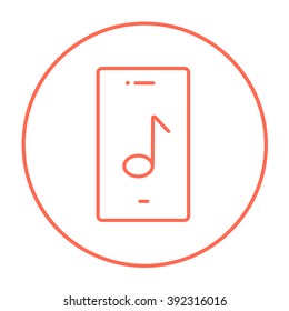 Phone with musical note line icon.