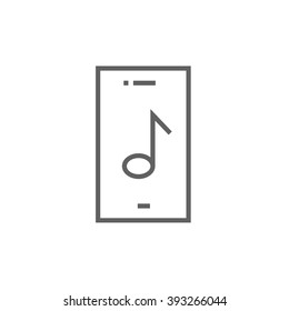Phone with musical note line icon.