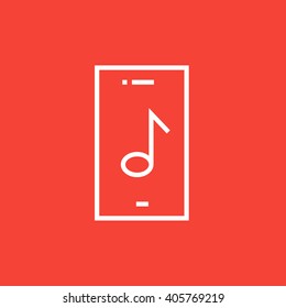 Phone with musical note line icon.