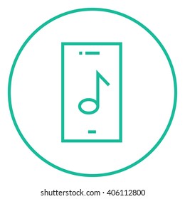 Phone with musical note line icon.