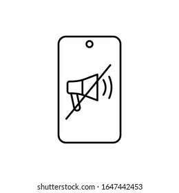 Teléfono, silencio, icono del cine. Línea simple, contorno elementos vectoriales de iconos cinematográficos para ui y ux, sitio web o aplicación móvil