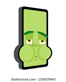 Phone Nausea Feeling sick emotion isolated. Sick  Smartphone Cartoon Style. Gadget ill Vector