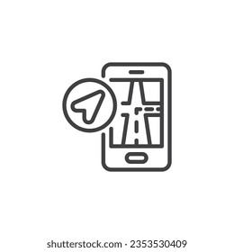 Phone Navigation App line icon. linear style sign for mobile concept and web design. Mobile phone navigation outline vector icon. Symbol, logo illustration. Vector graphics