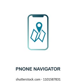 Phone Navigator icon. Flat style icon design. UI. Illustration of pnone navigator icon. Pictogram isolated on white. Ready to use in web design, apps, software, print.