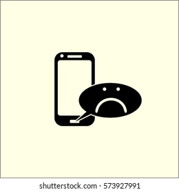 Phone with negative message vector icon