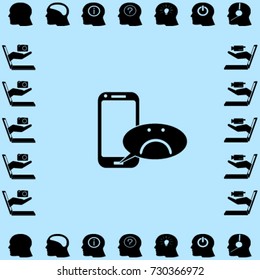 Phone with negative message vector icon