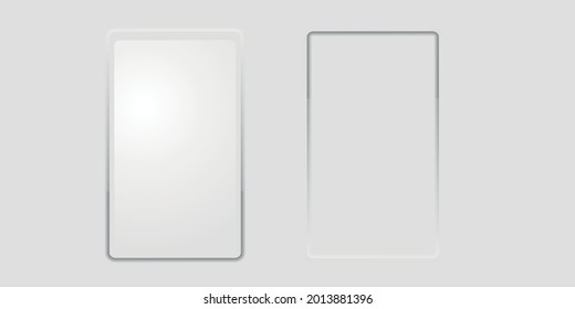 Teléfono al estilo neomorfista. Plantilla en blanco para la interfaz de usuario de la aplicación. El vector se burla en 3d. Diseño minimalista. Ilustración del vector