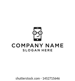 phone nerd logo design vector illustration template