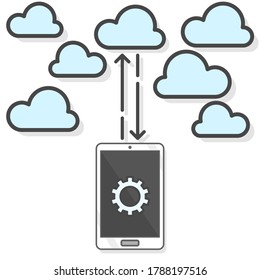 Phone network internet cloud data tranfer flat design 