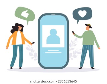 Phone network social media concept. Vector flat graphic design illustration