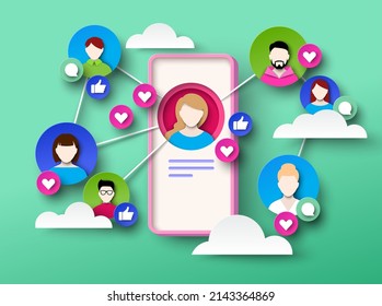 Telefonnetz-Vektor. Social Media-App. Intelligente Technologie für die Kommunikation im Internet. Handy-Bildschirm mit virtuellem Profil