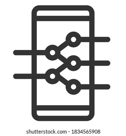 Phone with neural network icon. Artificial intelligence concept. Vector illustration