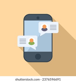 Phone new chat icon flat vector. Button group. News sign